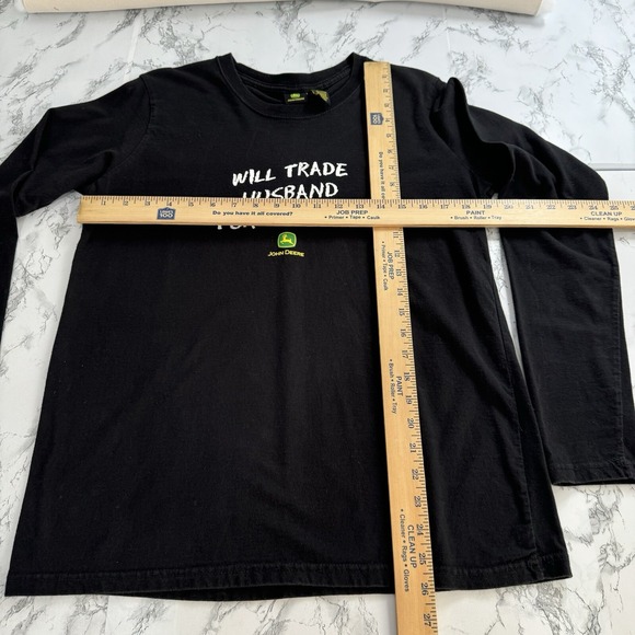 John Deere Long Sleeve T-Shirt‎ WILL TRADE HUSBAND FOR TRACTOR Size Large 10 12 - Picture 7 of 11